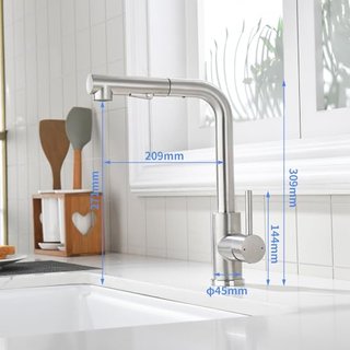 Grifo cocina extensible doble chorro, acero inox