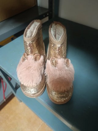 Botas niña lentejuelas rosa y oro