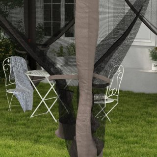 Carpa de jardín beige y marrón