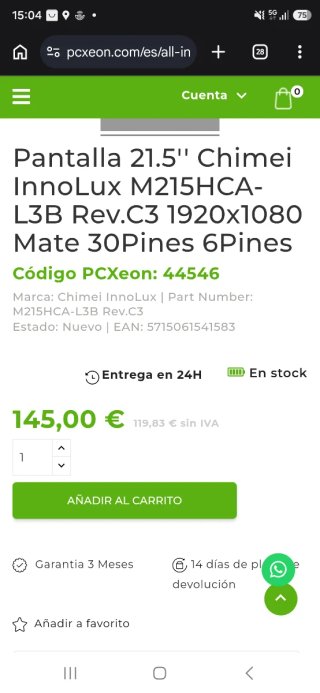 Pantalla Innolux 21.5 HP/Lenovo