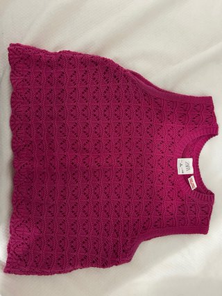 Top Zara niña tejido rosa talla 6