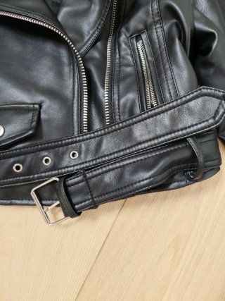 Cazadora Biker Piel Sintética Negra Pull&Bear
