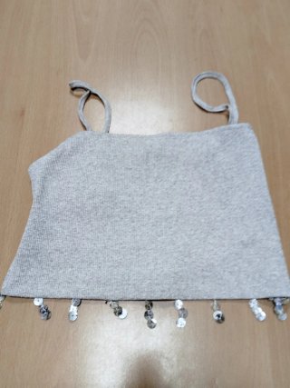 Top Zara beige lentejuelas Talla S