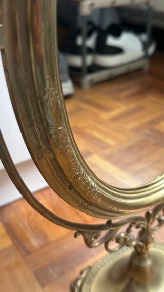 Espejo antiguo Art Nouveau latón mujer bronce
