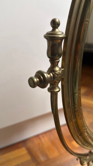 Espejo antiguo Art Nouveau latón mujer bronce