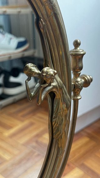 Espejo antiguo Art Nouveau latón mujer bronce