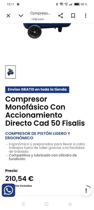 Compresor de aire Fisalis 50 Lt. HP 2