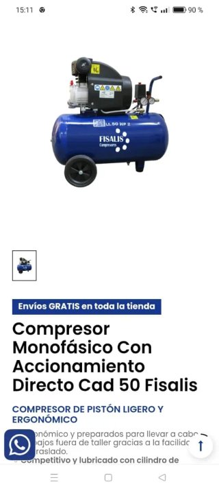 Compresor de aire Fisalis 50 Lt. HP 2