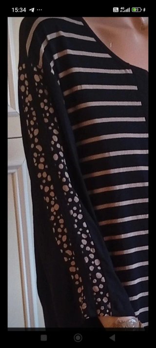 Blusa viscosa fantasia righe beige/nero tg 52