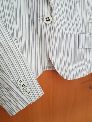 Blazer Zara Basic Raya Diplomática Azul Talla S