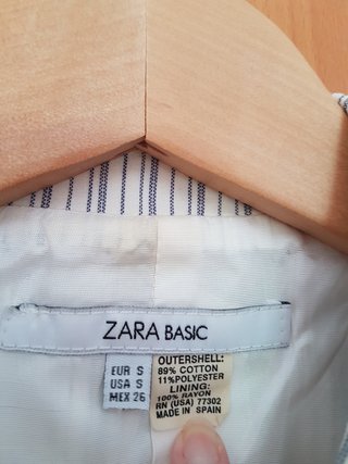 Blazer Zara Basic Raya Diplomática Azul Talla S