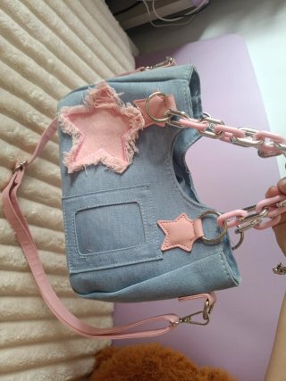 Bolso Y2K Denim Estrellas Rosas