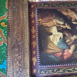 Tríptico madera religioso antiguo