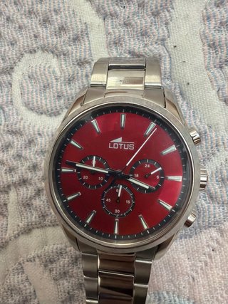 Reloj Lotus Cronógrafo Rojo y Plateado