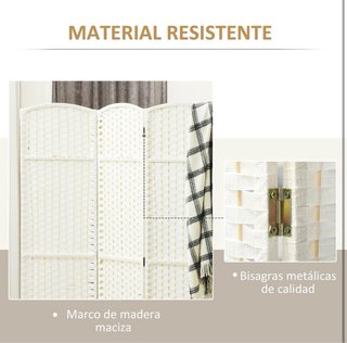 Biombo HOMCOM 4 Paneles Blanco