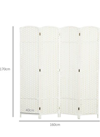 Biombo HOMCOM 4 Paneles Blanco
