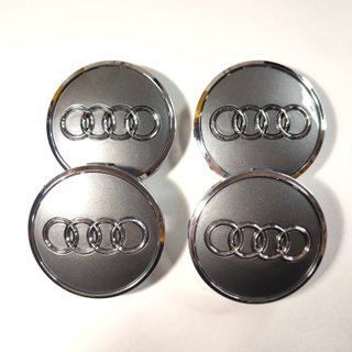 TAPABUJES AUDI 61mm PLATA - EMBLEMA LLANTAS AUDI