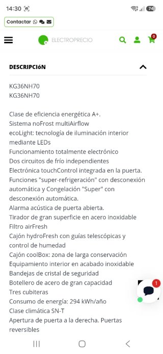 Frigorifico combi siemens plata ( no enfria)