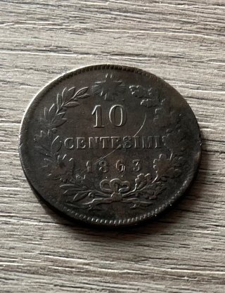 Moneta da 10 centesimi del Regno d'Italia del 1863
