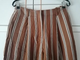 Conjunto Pantalon+Camisa marron rayas, Mango