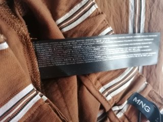 Conjunto Pantalon+Camisa marron rayas, Mango