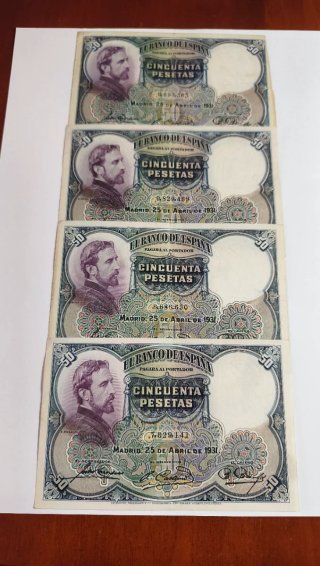 Billetes de cincuenta pesetas de 1931,