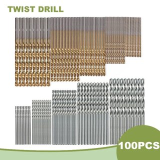 100 Brocas HSS Metal Doradas y Plateadas