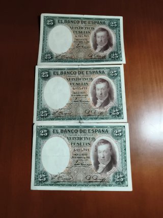 Billetes antiguos de 25 pst de 1931