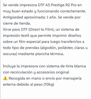 Impresora dtf a3 prestige r2 pro