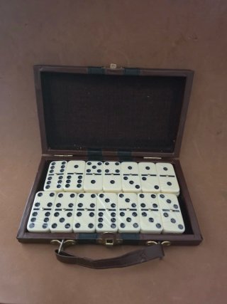 Juego Dominó completo Vintage Maletín Polipiel