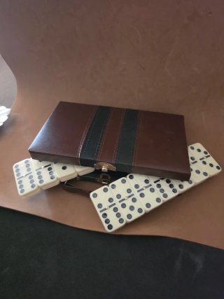 Juego Dominó completo Vintage Maletín Polipiel