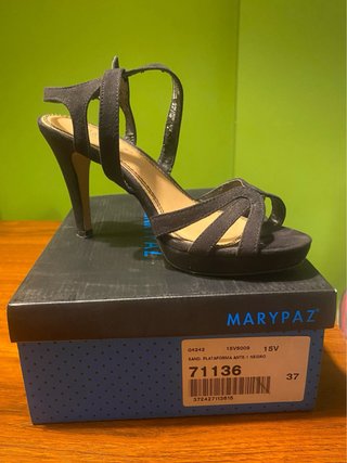 Sandalias tacón alto negras T. 38