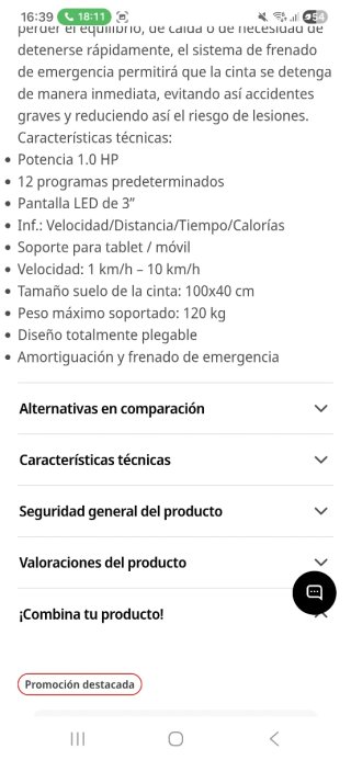 Cinta de correr PRIXTON RF150