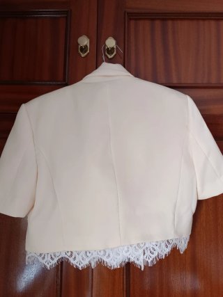 Conjunto falda y blazer combinado encaje zara XL