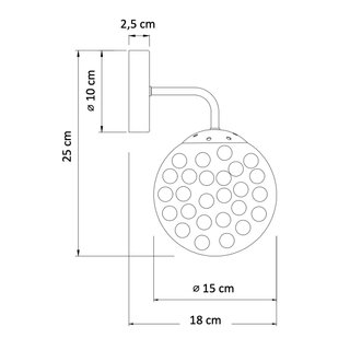 Lampara de pared con bola de cristal texturizada