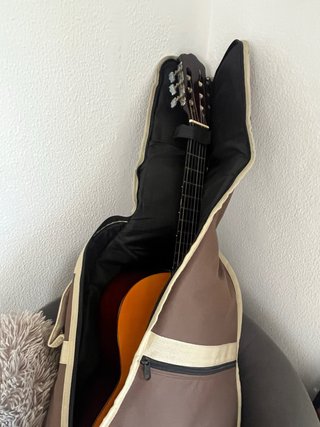Guitarra acústica con funda