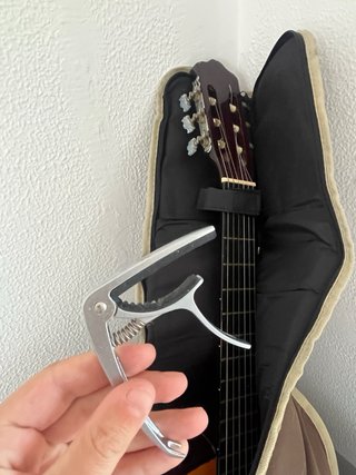 Guitarra acústica con funda