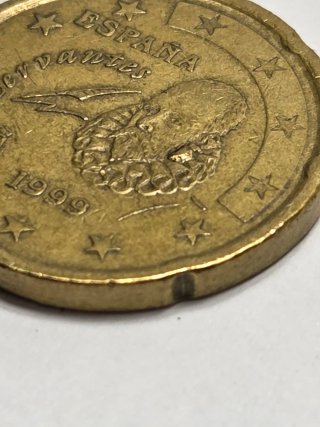 Moneda 20 Céntimos España 1999 Error Grave Oreja