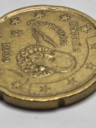 Moneda 20 Céntimos España 1999 Error Grave Oreja