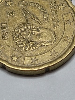 Moneda 20 Céntimos España 1999 Error Grave Oreja