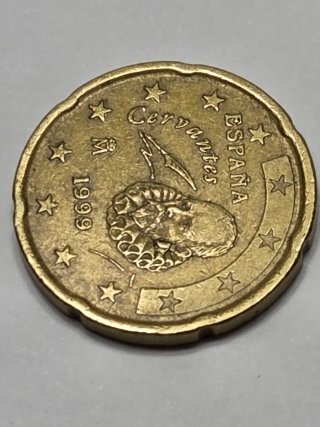 Moneda 20 Céntimos España 1999 Error Grave Oreja