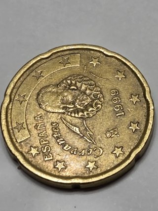 Moneda 20 Céntimos España 1999 Error Grave Oreja