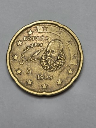 Moneda 20 Céntimos España 1999 Error Grave Oreja