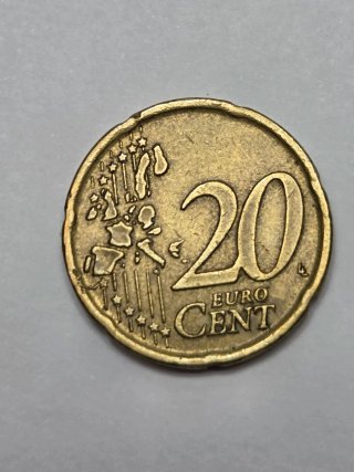 Moneda 20 Céntimos España 1999 Error Grave Oreja