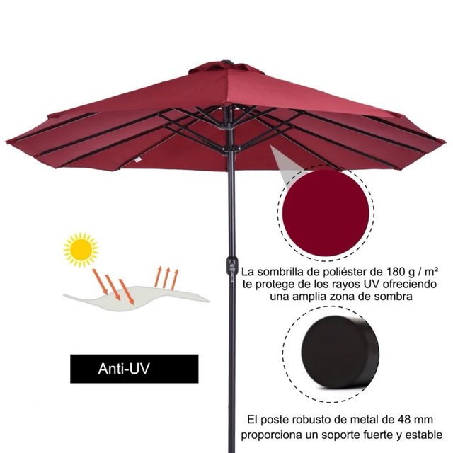 Sombrilla Doble para Jardín 455x265x238 cm Parasol
