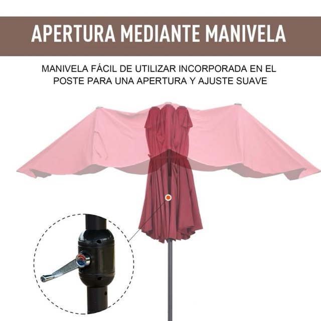 Sombrilla Doble para Jardín 455x265x238 cm Parasol