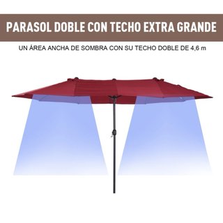 Sombrilla Doble para Jardín 455x265x238 cm Parasol