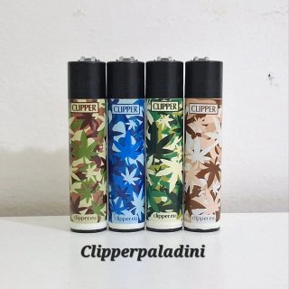 4 Accendini Clipper con fantasia foglia