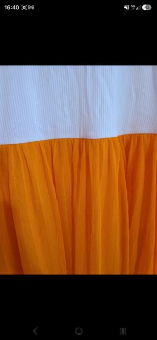 Vestido Zara Talla L Naranja y Blanco