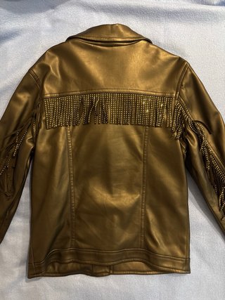 Chiodo ecopelle frange bimba nero tg 11/12